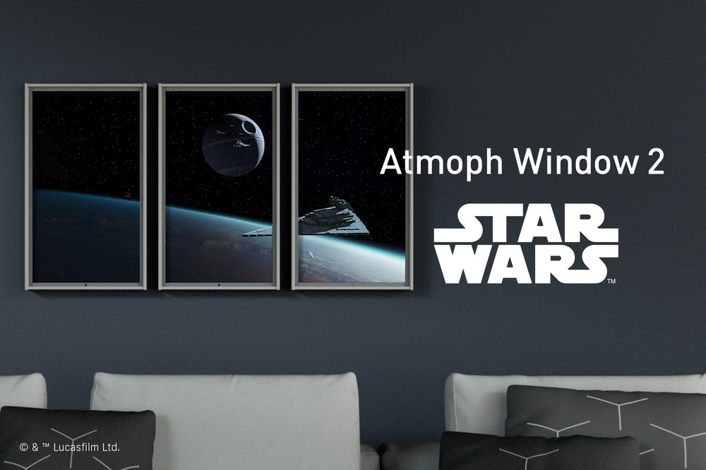 誰も⾒たことがない「スター・ウォーズ」の⾵景をスマート窓か ら。「Atmoph Window 2 | Star Wars」を本⽇公開！