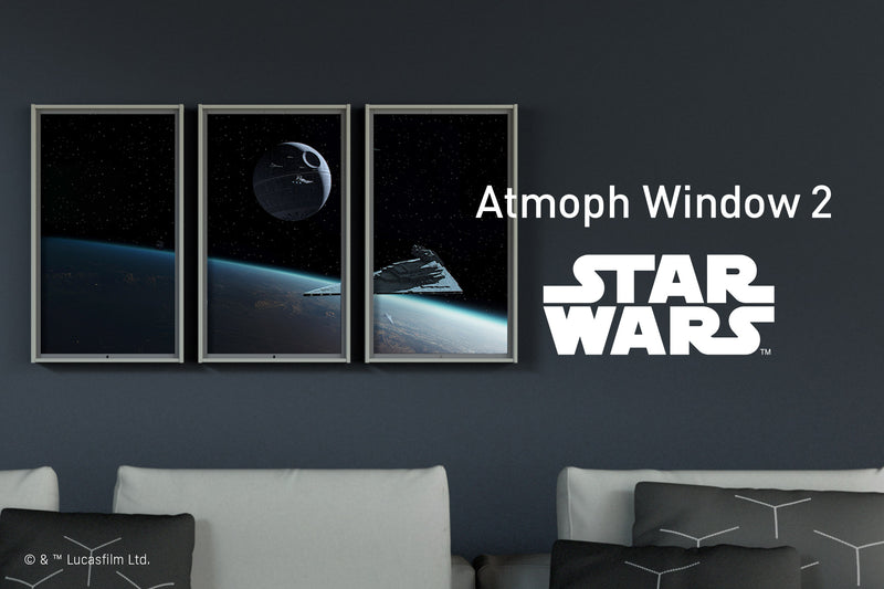 誰も⾒たことがない「スター・ウォーズ」の⾵景をスマート窓か ら。「Atmoph Window 2 | Star Wars」を本⽇公開！