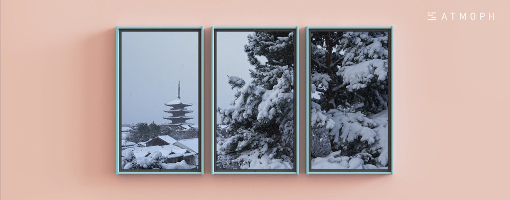 雪の京都の風景を追加！雪化粧した八坂の塔と鴨川を自宅から
