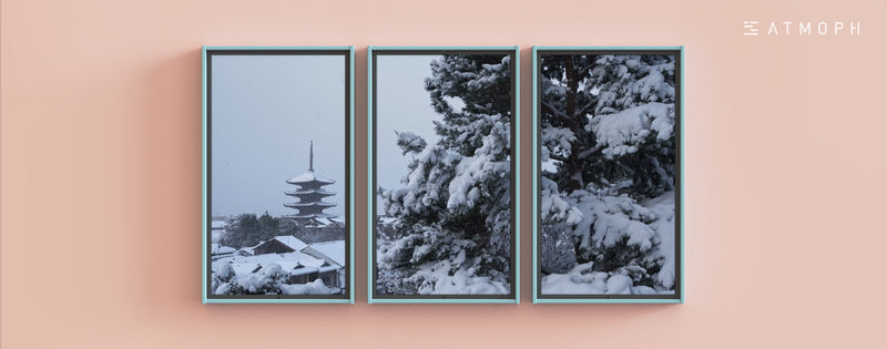 雪の京都の風景を追加！雪化粧した八坂の塔と鴨川を自宅から