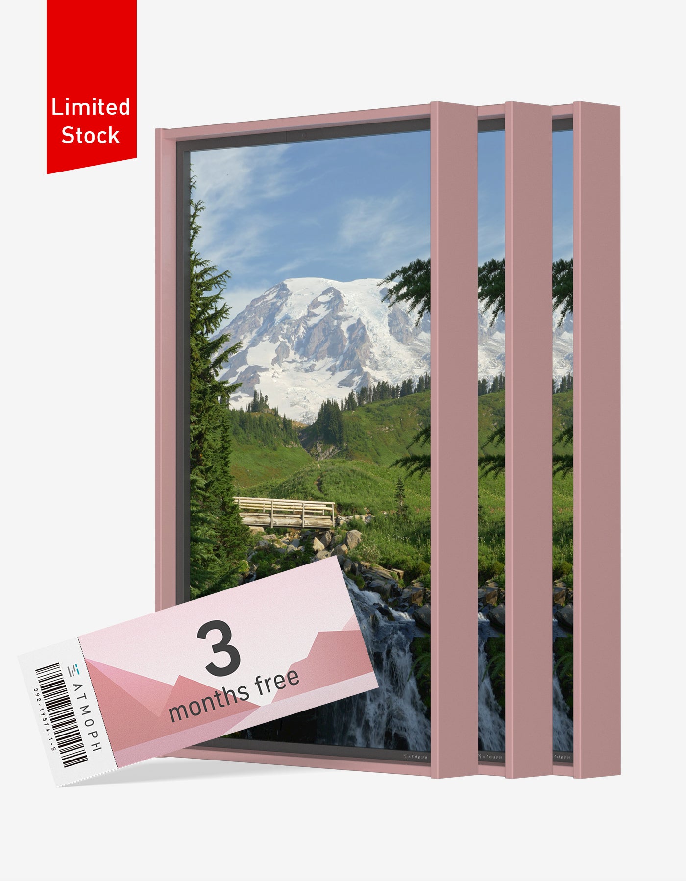 数量限定】Atmoph Window 2 [Basic] Salmon Pink (3 screen set